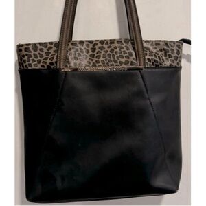 Cavalli Class shoulder tote brown leopard zipper purse bag designer travel rare